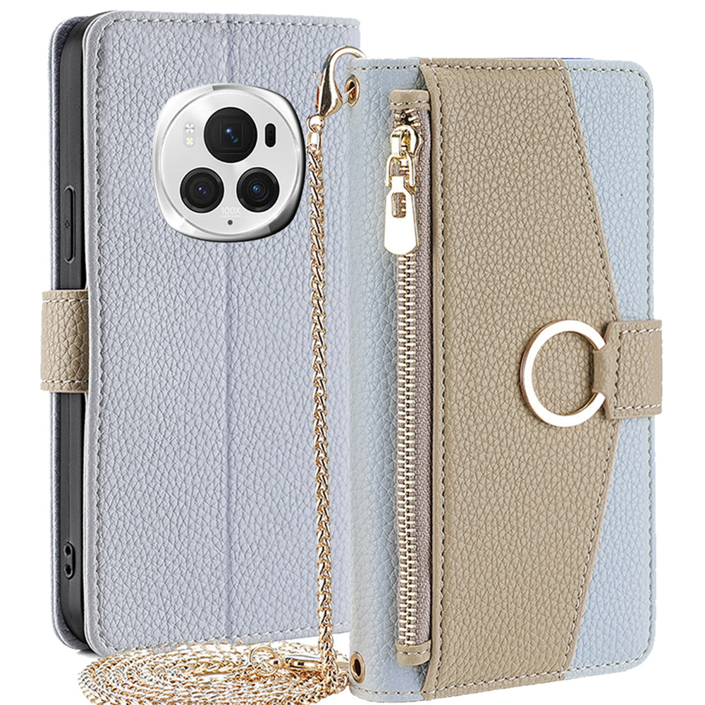 For Honor Magic6 Pro 5G Wallet Case Makeup Mirror PU Leather Phone Cover with Crossbody Strap For Honor Magic6 Pro 5G Wallet Case Makeup Mirror PU Leather Phone Cover with Crossbody Strap